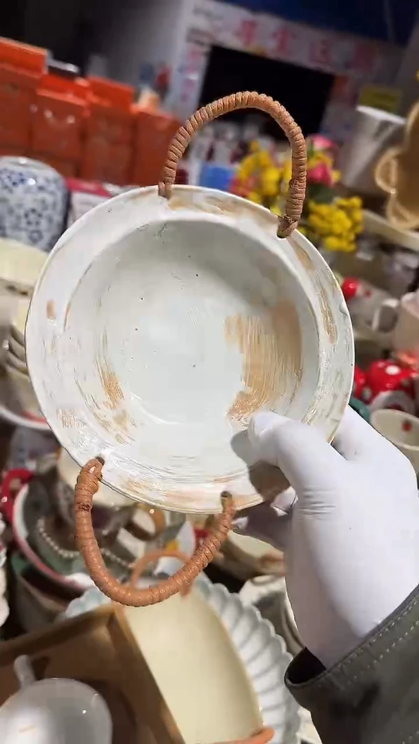 陶瓷粗陶小号螺纹草帽碗微瑕 凑满20元包邮