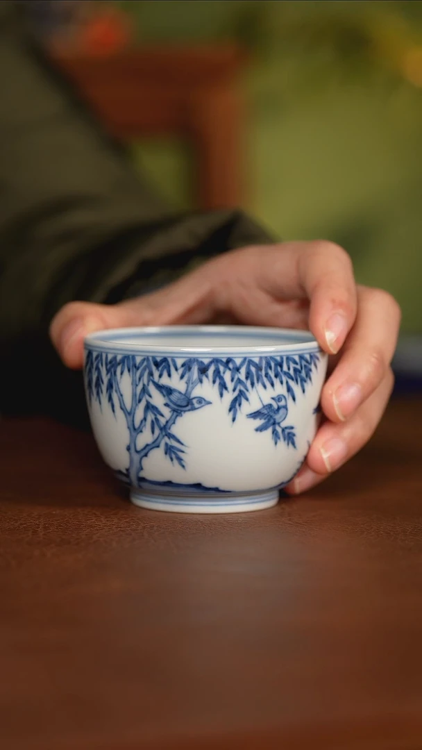 【闪购商品】杯璟然堂 白鹭黄鹂缸杯