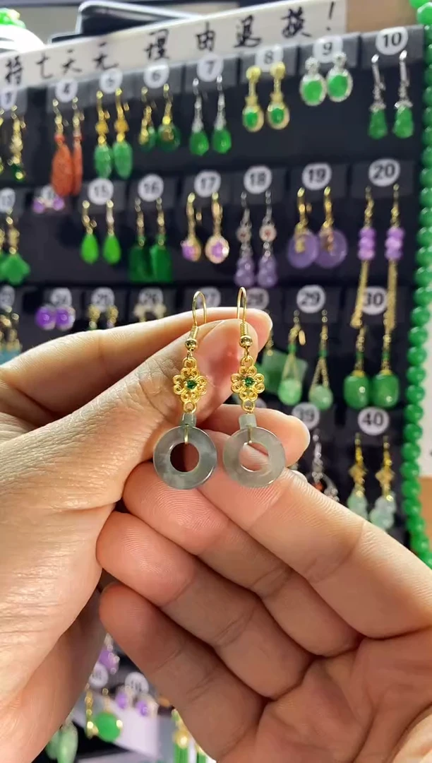 【闪购商品】翡翠耳饰银S925镶嵌014...