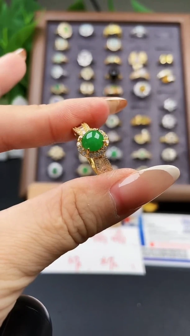 银S925镶嵌戒指翡翠12