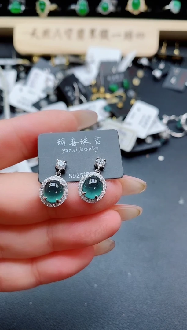 银S925镶嵌戒指翡翠1
