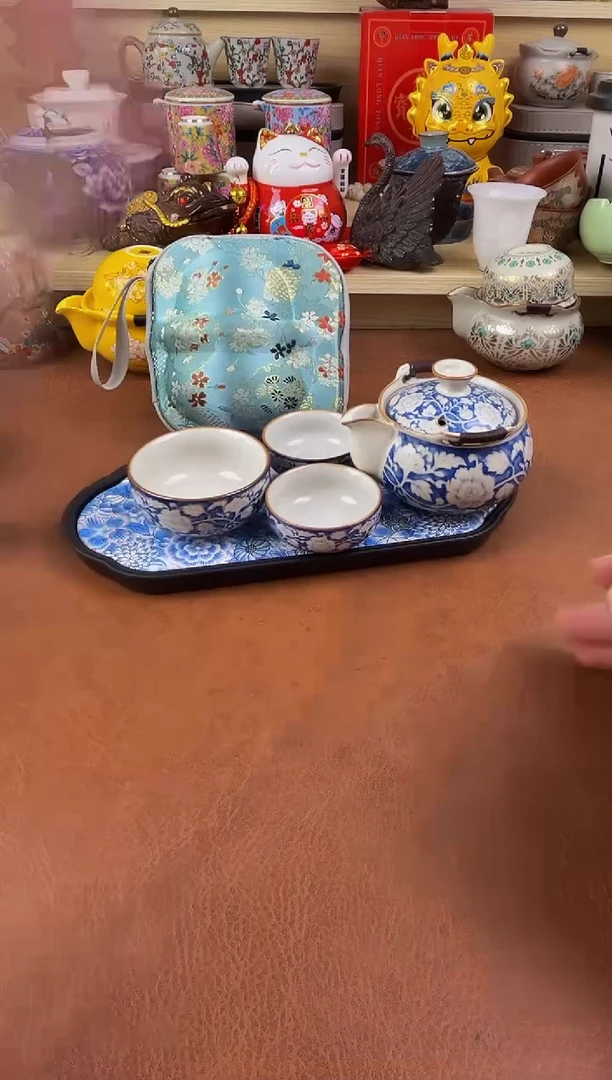 陶瓷茶具摆件旅行套组