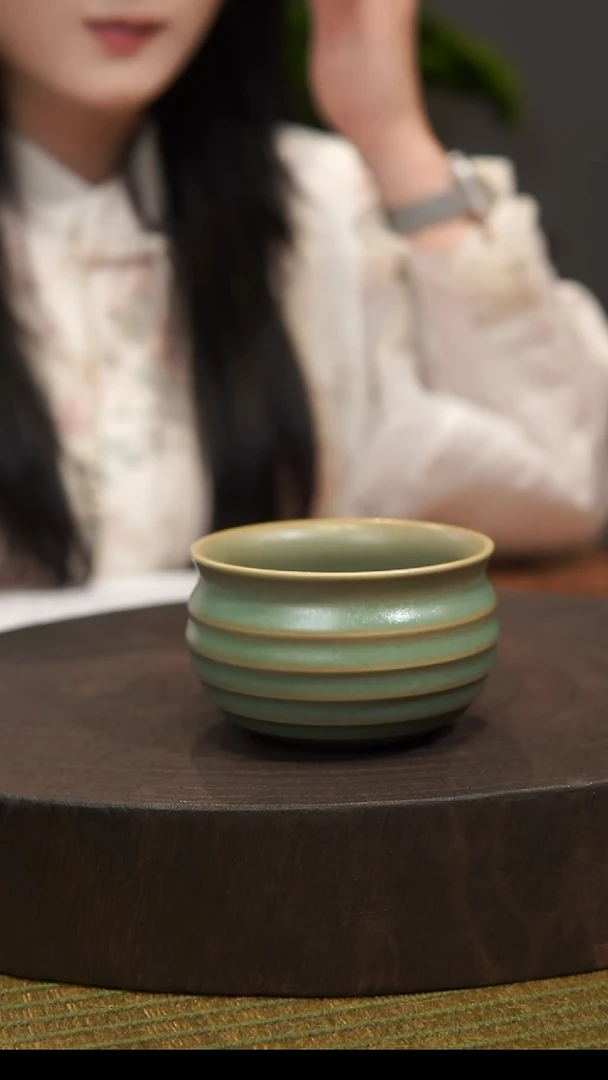 杯子炫纹杯  汝州原产地  原矿老釉  带底款