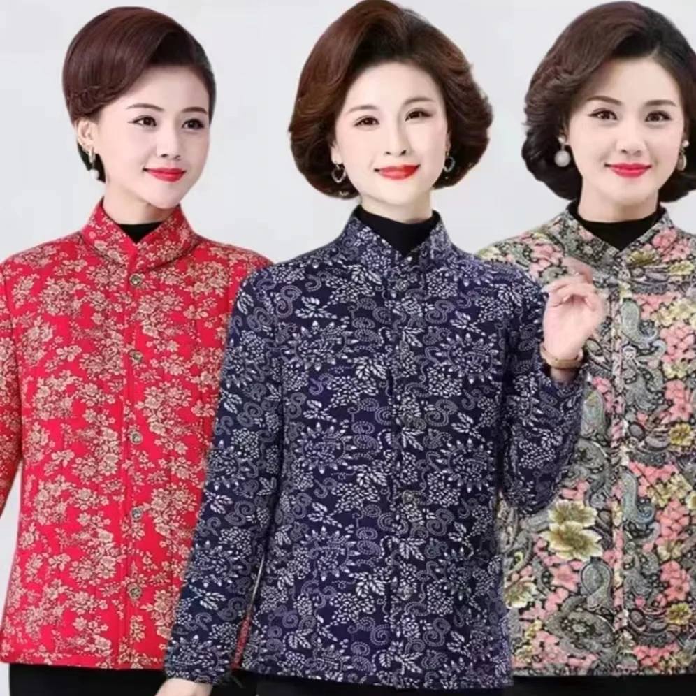 【反季清仓】中老年加厚碎花棉袄保暖加肥大码妈妈花棉袄冬季长袖