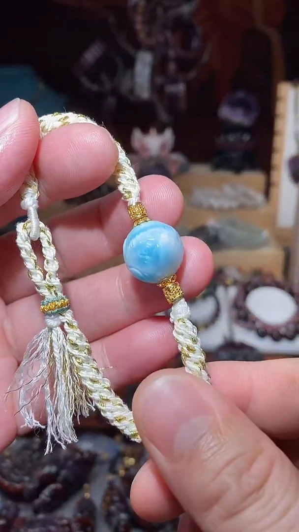 针钠钙石（海纹石）未镶嵌手绳多样性