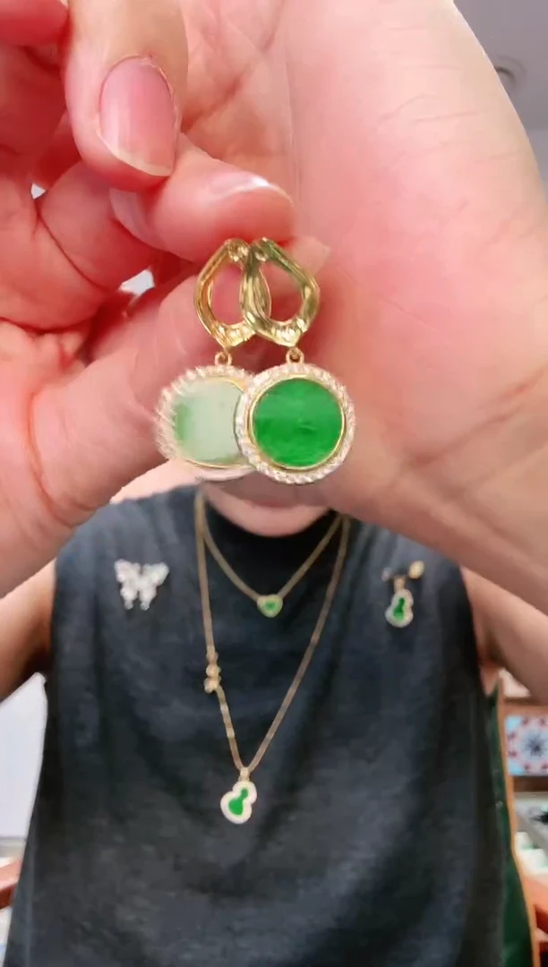 【闪购商品】翡翠耳饰银S925镶嵌耳饰