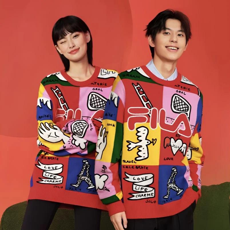 【情侣款】斐乐拼接时尚毛衣保暖舒适百搭F11U519403