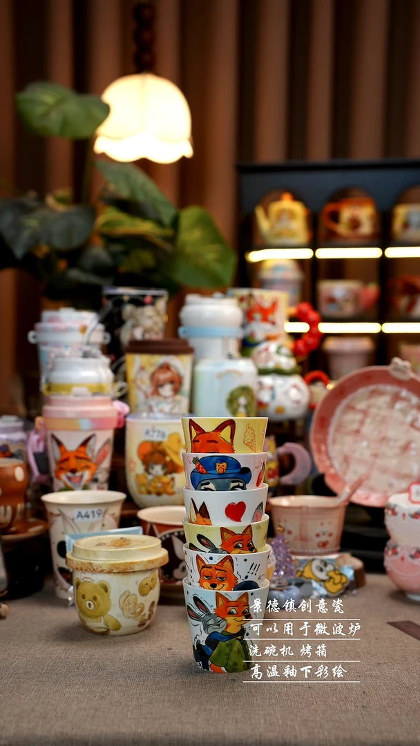 疯狂动物城景德镇手工手绘6个