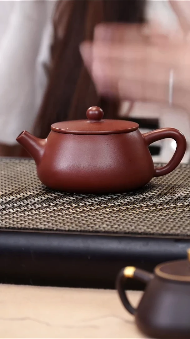 茶壶紫砂朱泥超精工平盖石瓢160cc