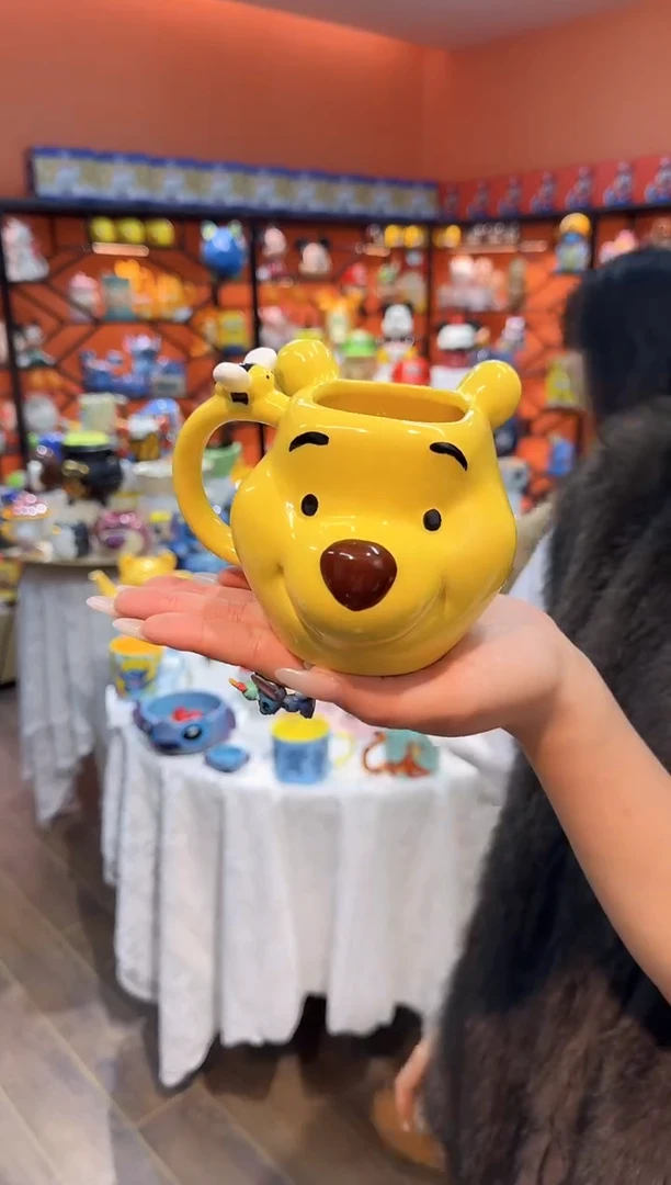 瓷片@@维尼熊蜜蜂陶瓷水杯