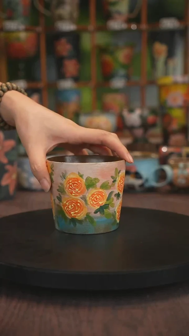 紫砂油画手绘釉下彩