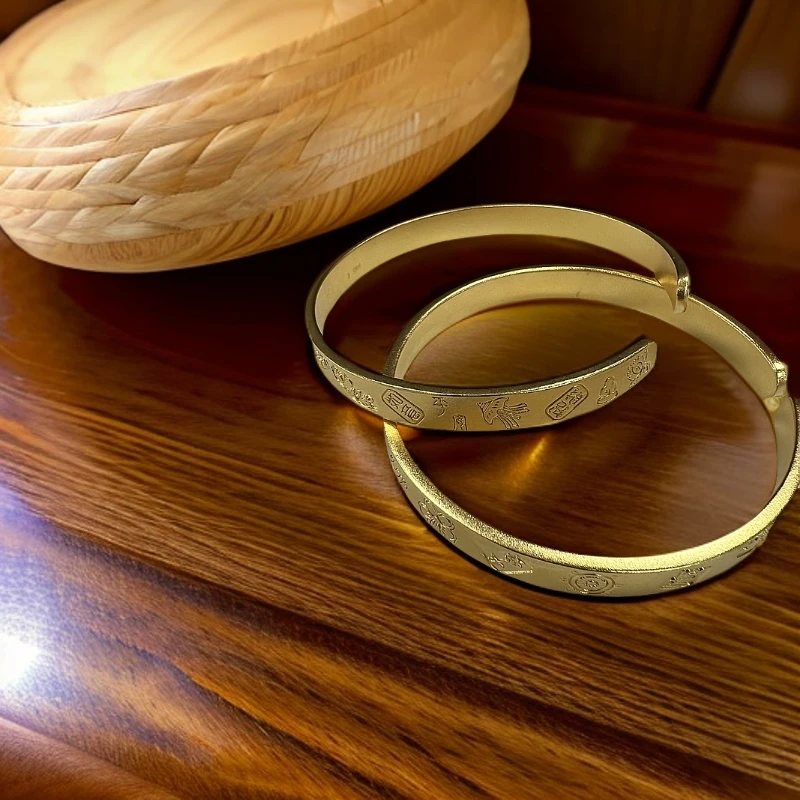 足银手镯 吉言开口手镯足银外厚包宫廷风民族风气质时尚典雅复古