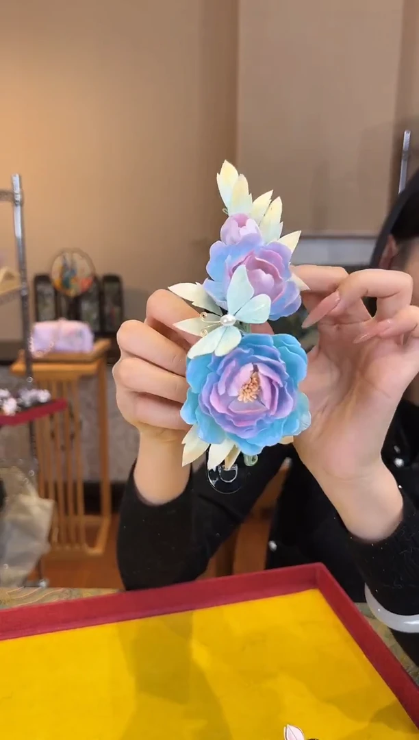 刺绣非遗绒花（发饰）