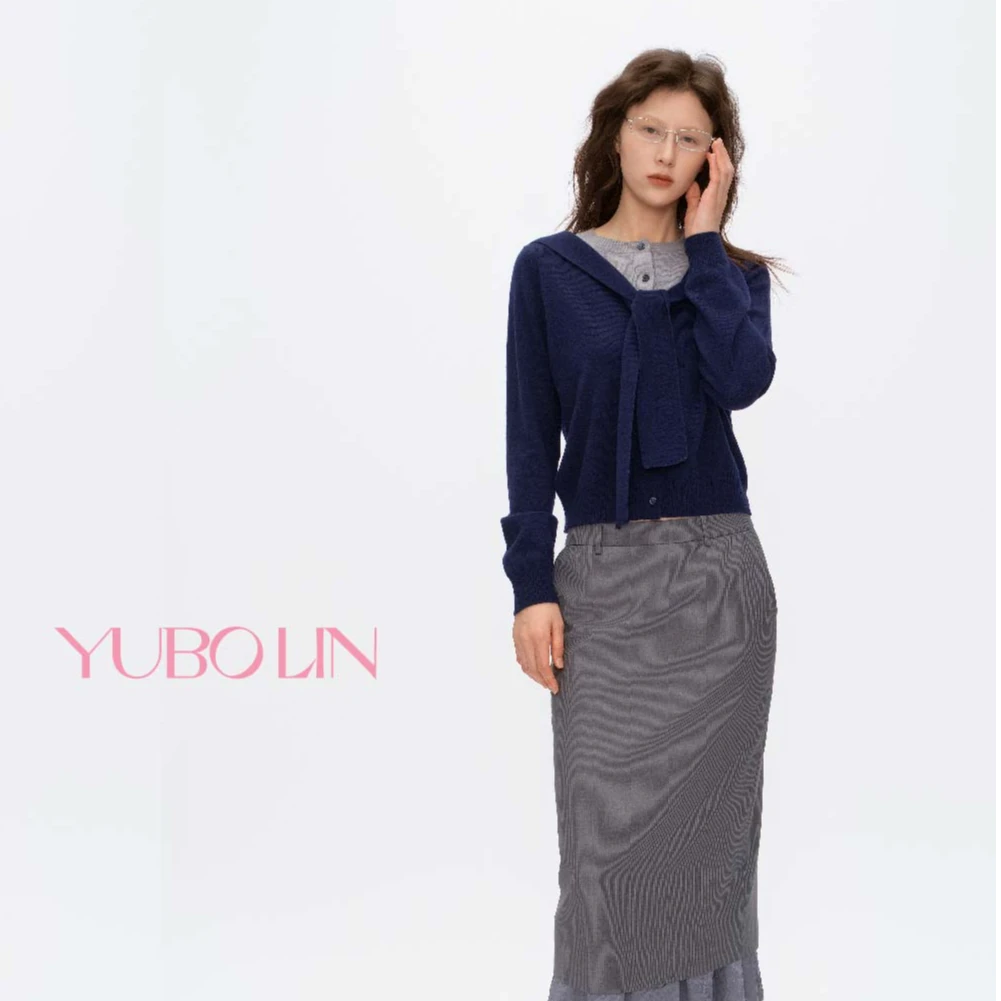 YUBOLIN披肩海军领假两件针织开衫2Z76866