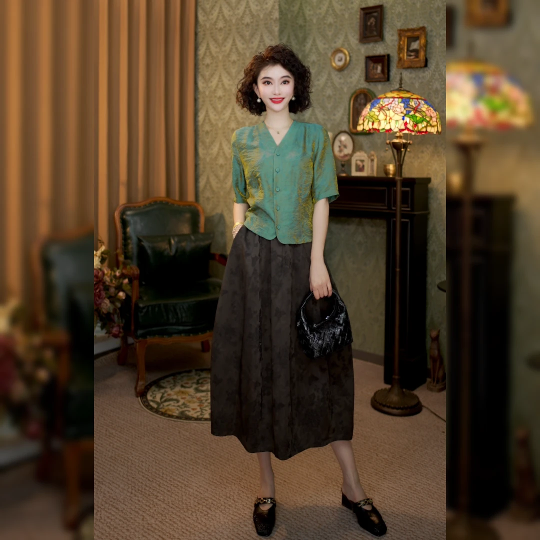 新中式2025夏季国风宽松显瘦半身裙LY-G8303