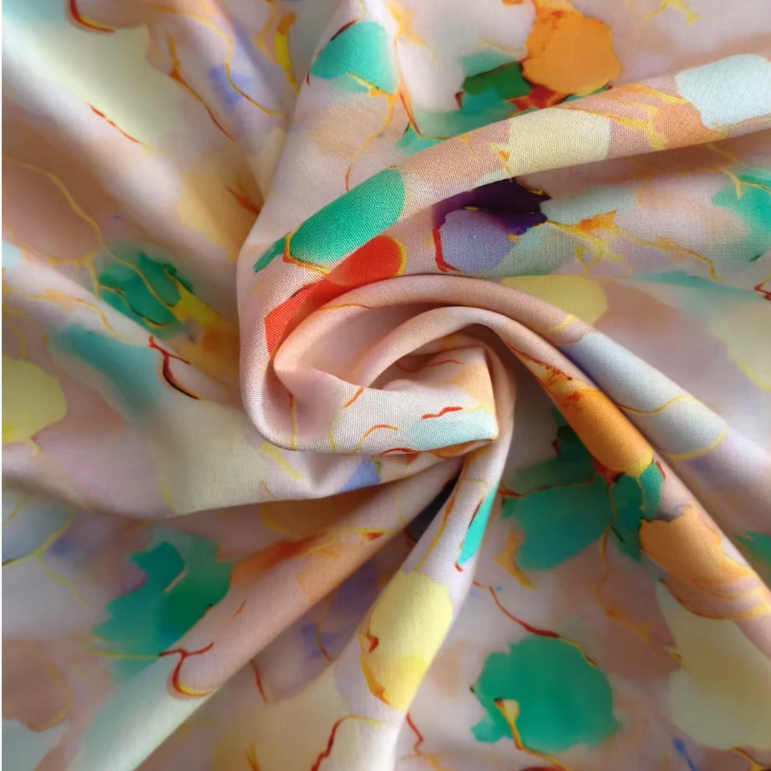 玉锦系.正品人造棉绵绸服装面料梦幻大理石