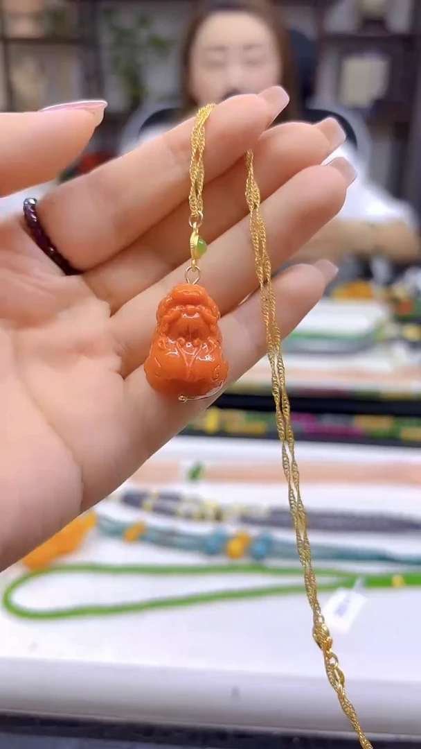 玛瑙/玉髓吊坠(赠链)银S925镀金镶嵌DIY款X18