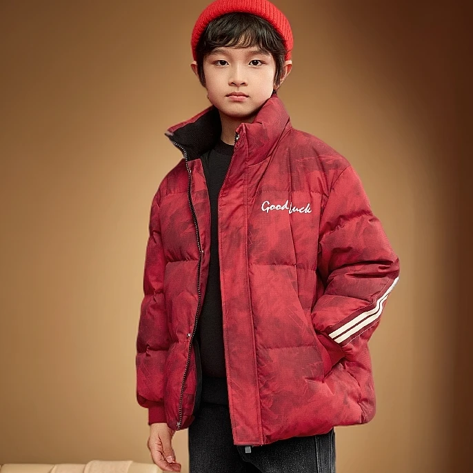 巴拉巴拉童装适用男童羽绒服外套女童冬装儿上衣冬季保暖喜庆红色