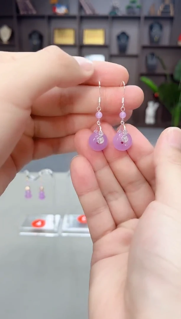 未镶嵌石英质玉（天山翠）耳饰S02