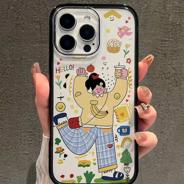 【AI键保护】开心女孩适用苹果16promax手机壳iphone15新款14少女心