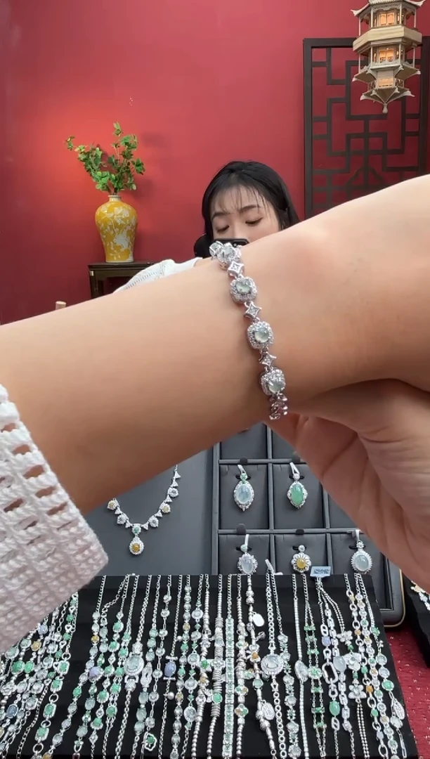 银S925镶嵌手链翡翠630711