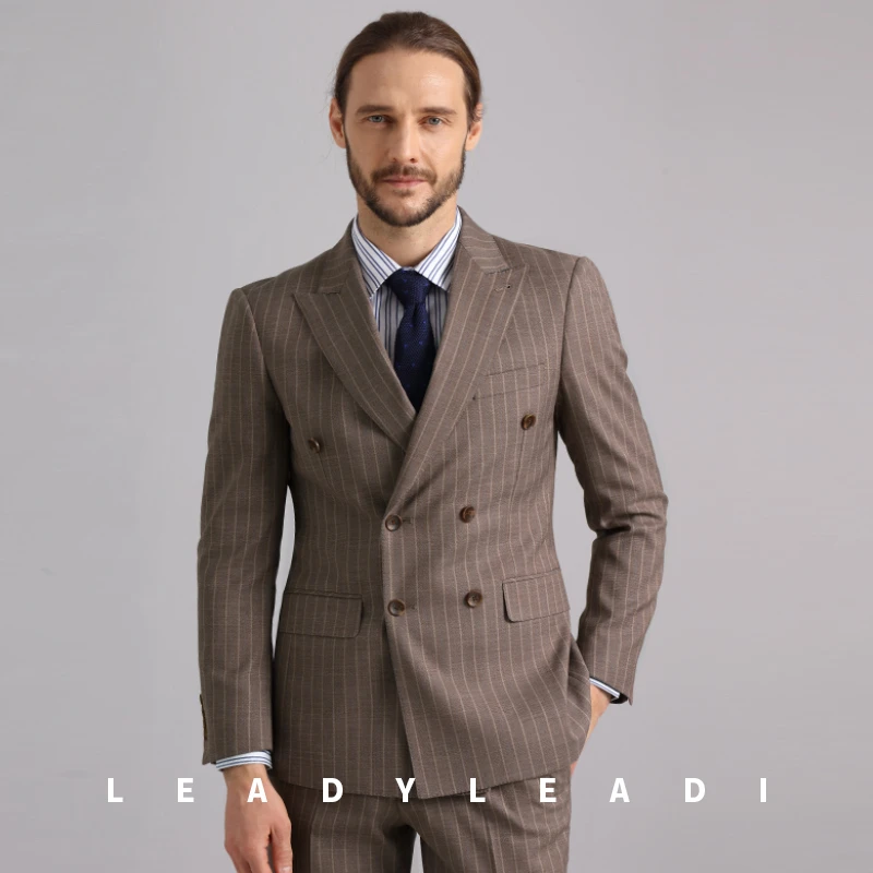 西服套装男品牌商务休闲双排单排西装三件套新郎结婚修身版职业装