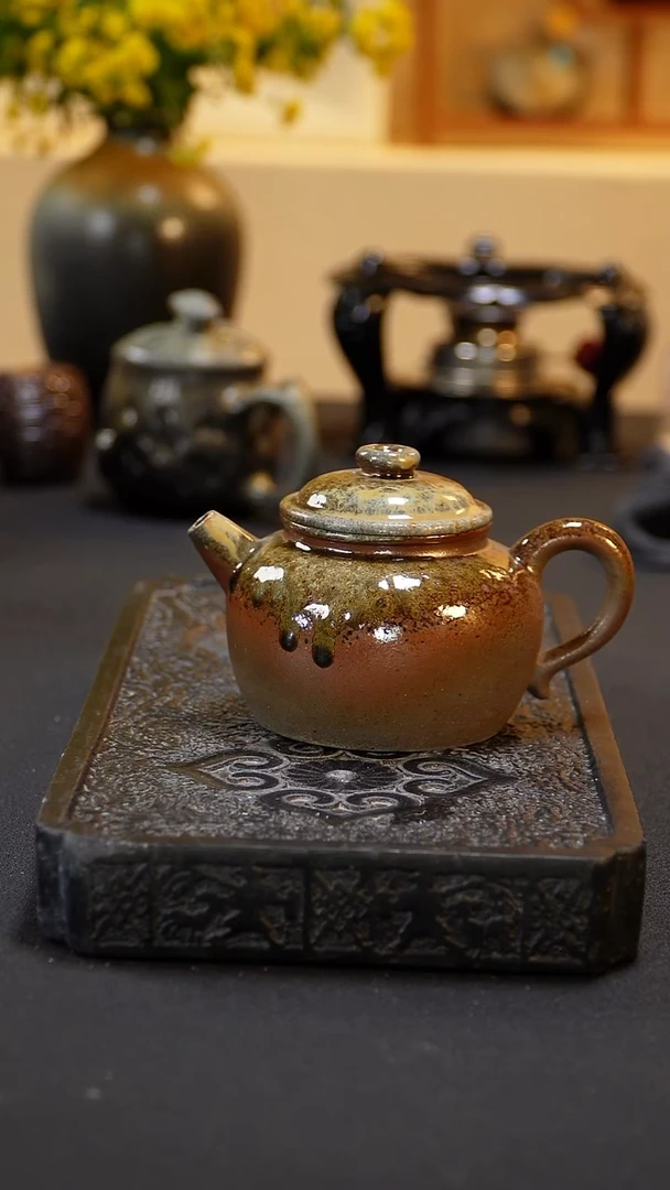 茶壶紫砂纯自然柴烧