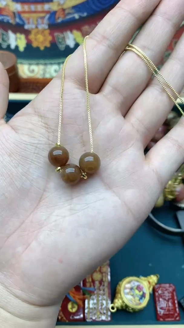 【闪购商品】玛瑙/玉髓新品合金三连珠项链