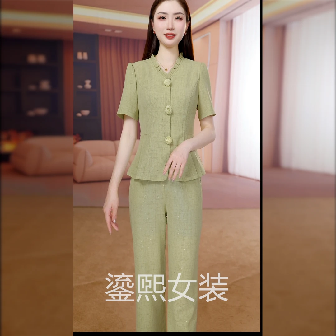 【鎏熙女装】25A-137气质休闲夏季两件套时尚减龄套装女装