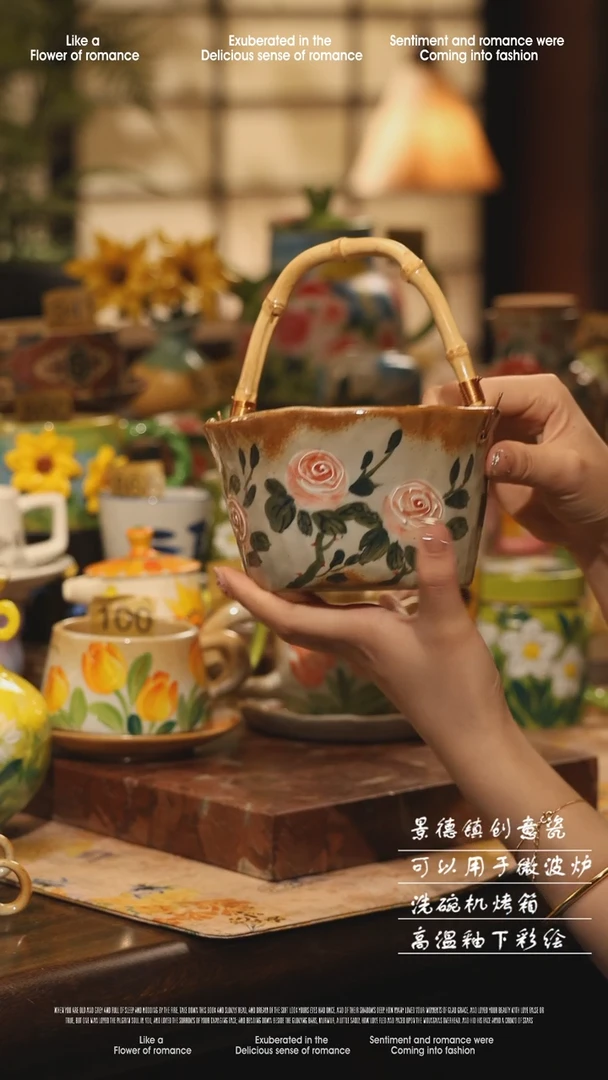 陶瓷景德镇高温手绘釉下彩设计师款式