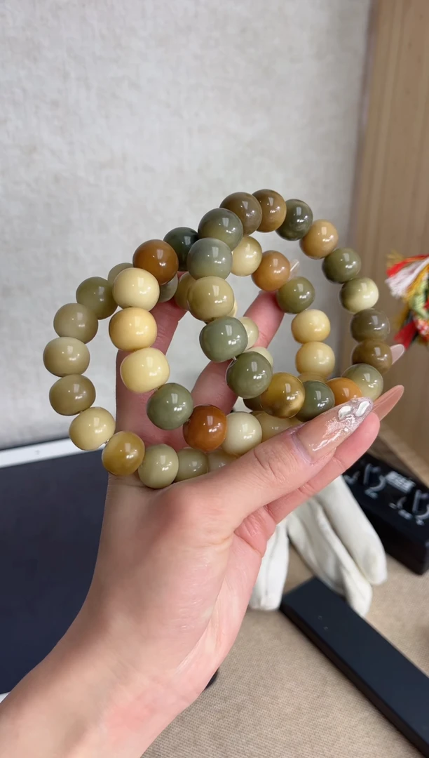 【闪购商品】菩提根/象牙果手串m652玉化苹果15mm瑕疵不补随机