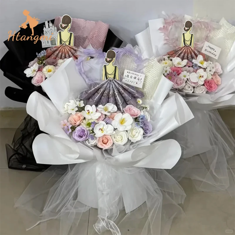 【汉唐美】爆款公主裙卡片母亲节送妈妈花束有钱花手工diy材料装饰