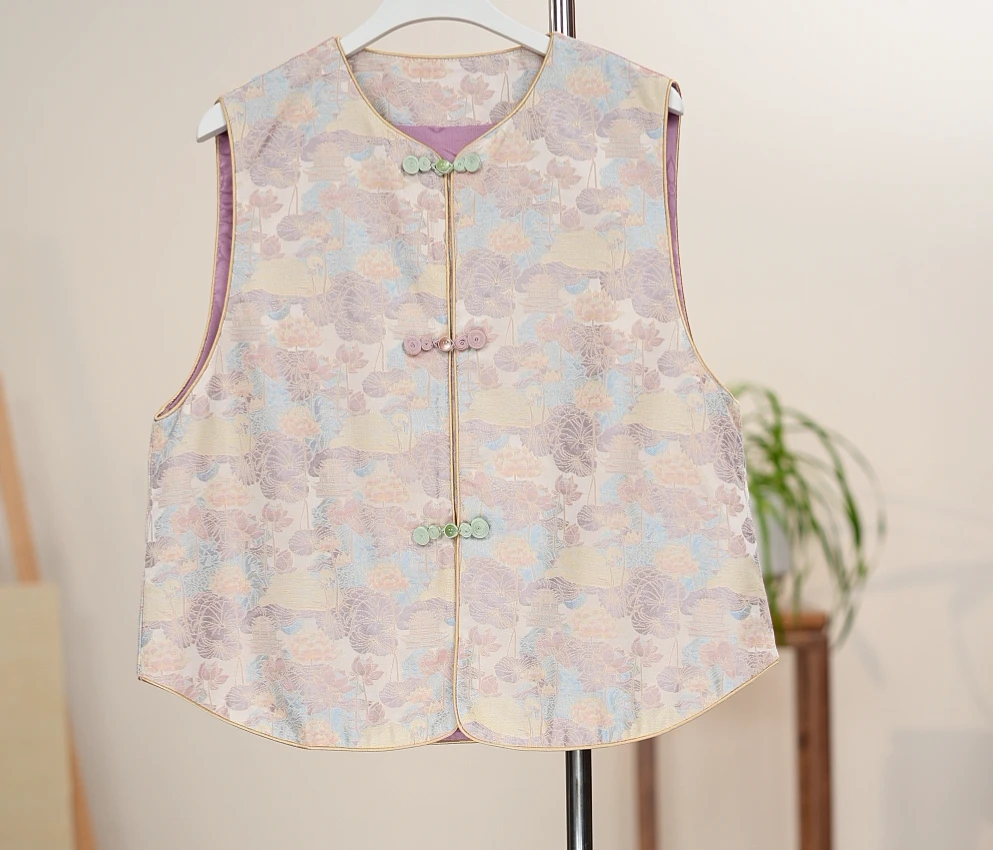 【清荷】秋季新中式国圆领无袖坎肩马甲