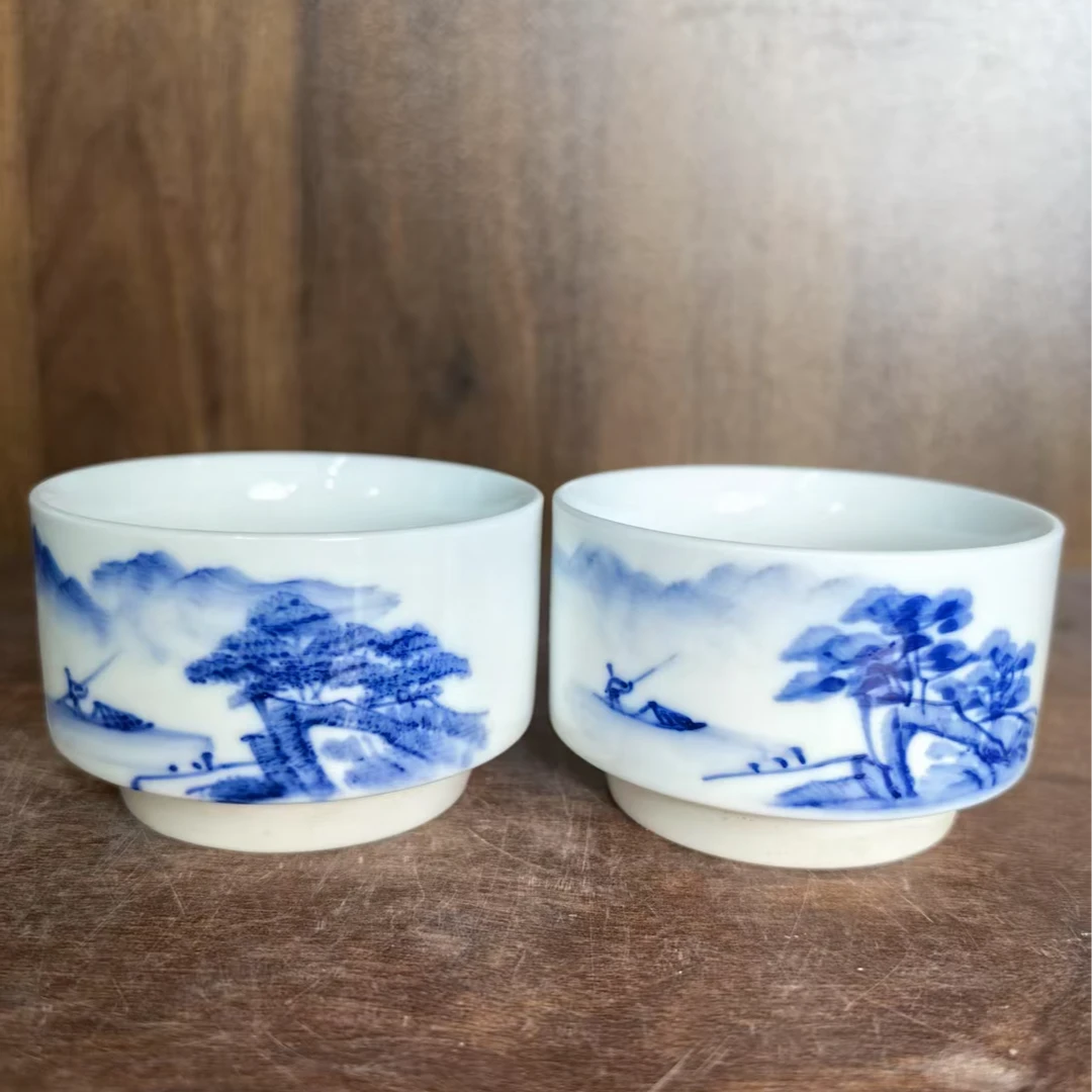 A507景德镇制陶瓷竹节杯一对