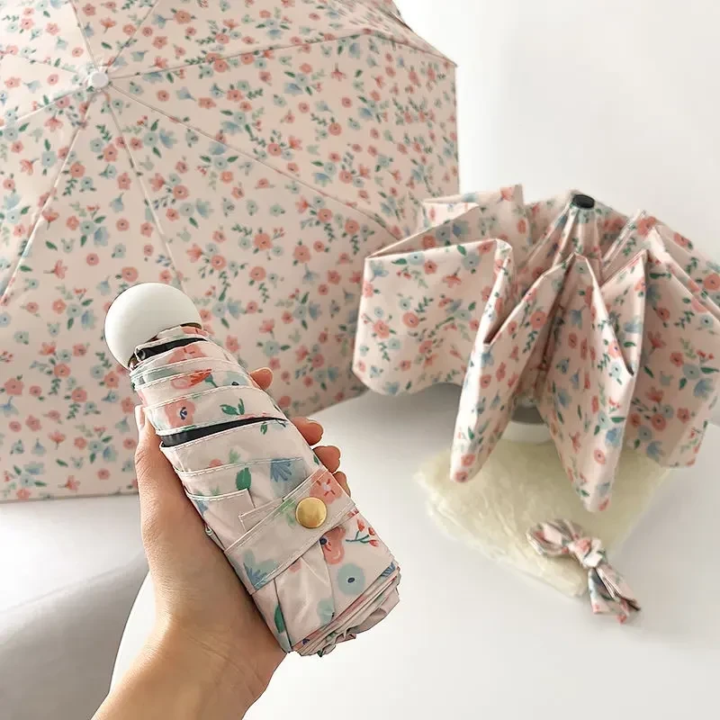 法式碎花晴雨两用折叠伞防紫外线遮阳女生高颜值雨伞学生便捷小巧