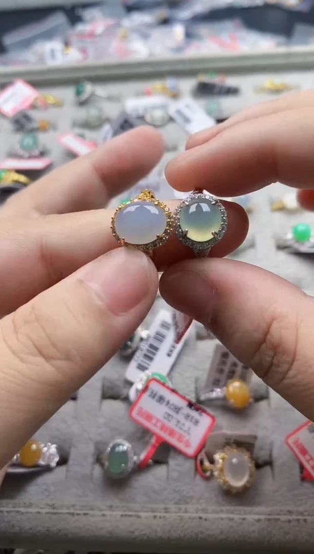 翡翠戒指银S925镶嵌4444---3