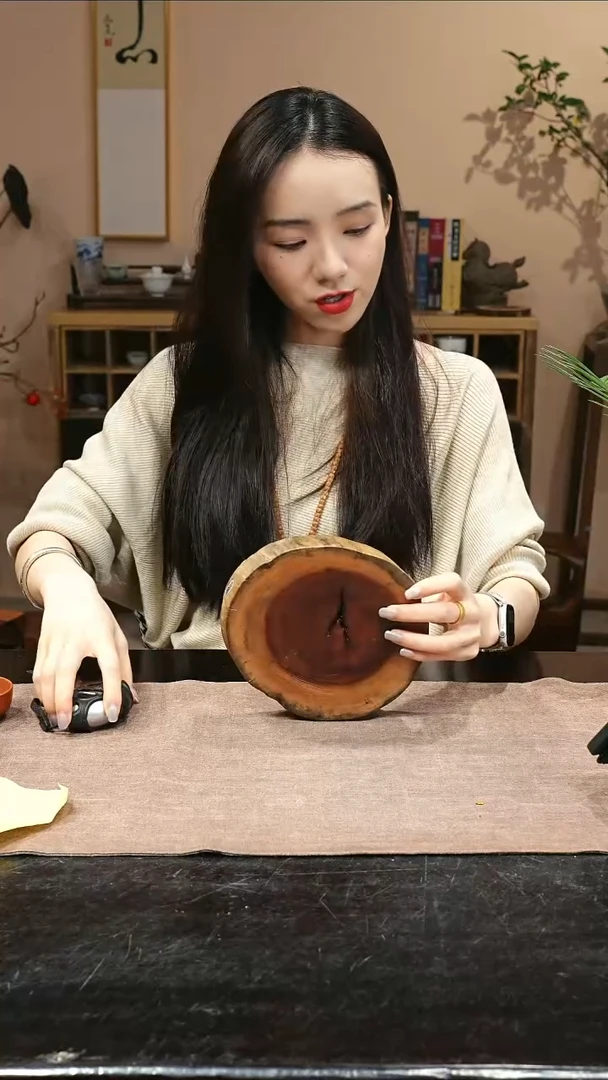 木香樟木原木切片干泡台0560