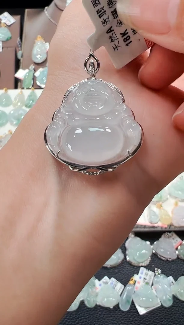 【闪购商品】翡翠吊坠(不含链)18K金镶嵌佛公吊坠821