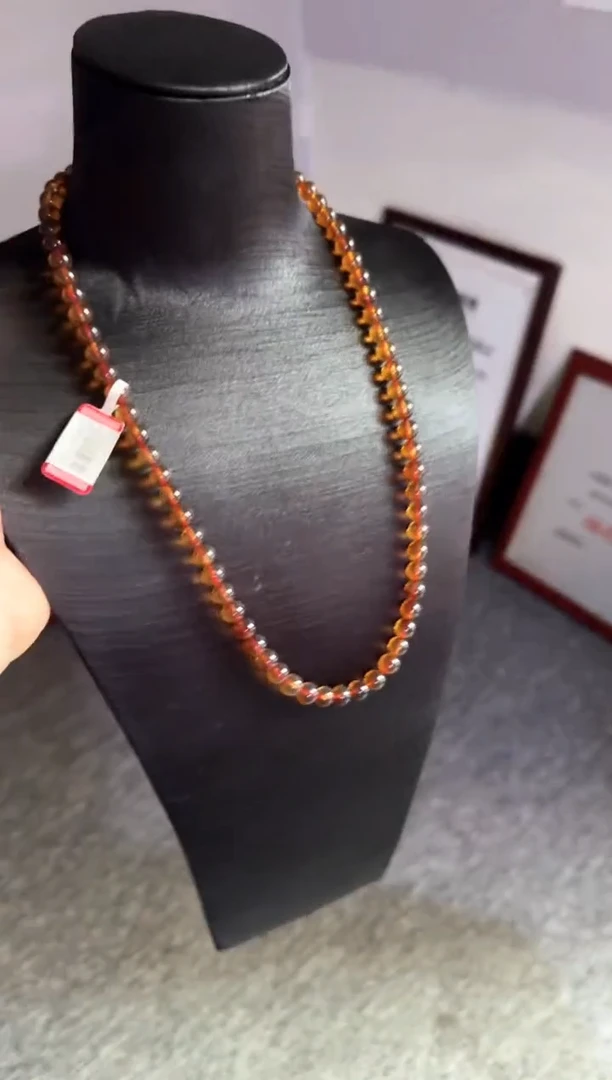 未镶嵌颈饰琥珀#23缅甸琥珀紫罗兰妈妈链7mm