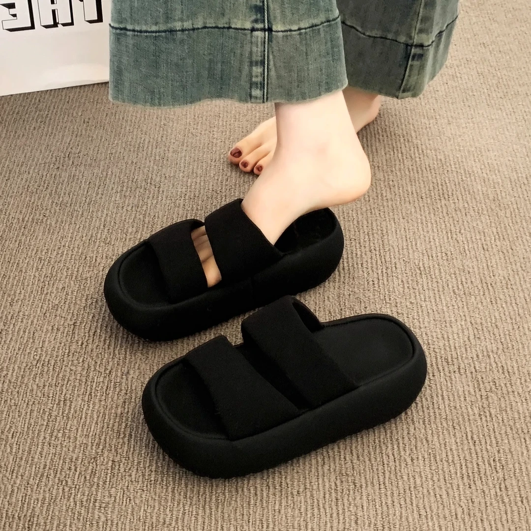 凉拖鞋女夏外穿时尚2025新款厚底增高一字拖配裙子高级感沙滩凉鞋