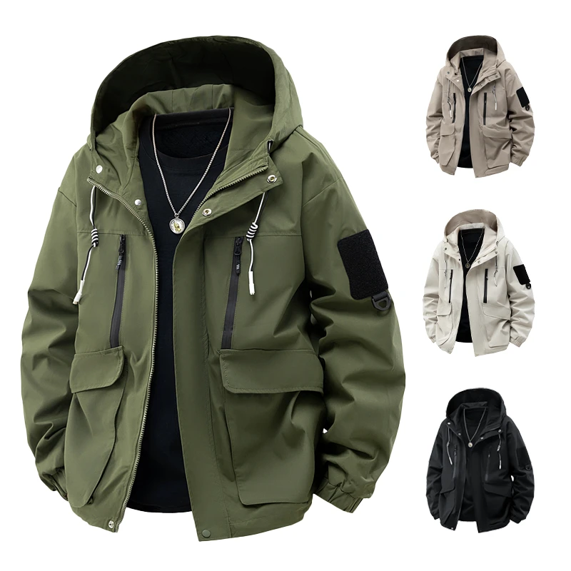 春秋季连帽夹克外套男休闲百搭冲锋上衣J152