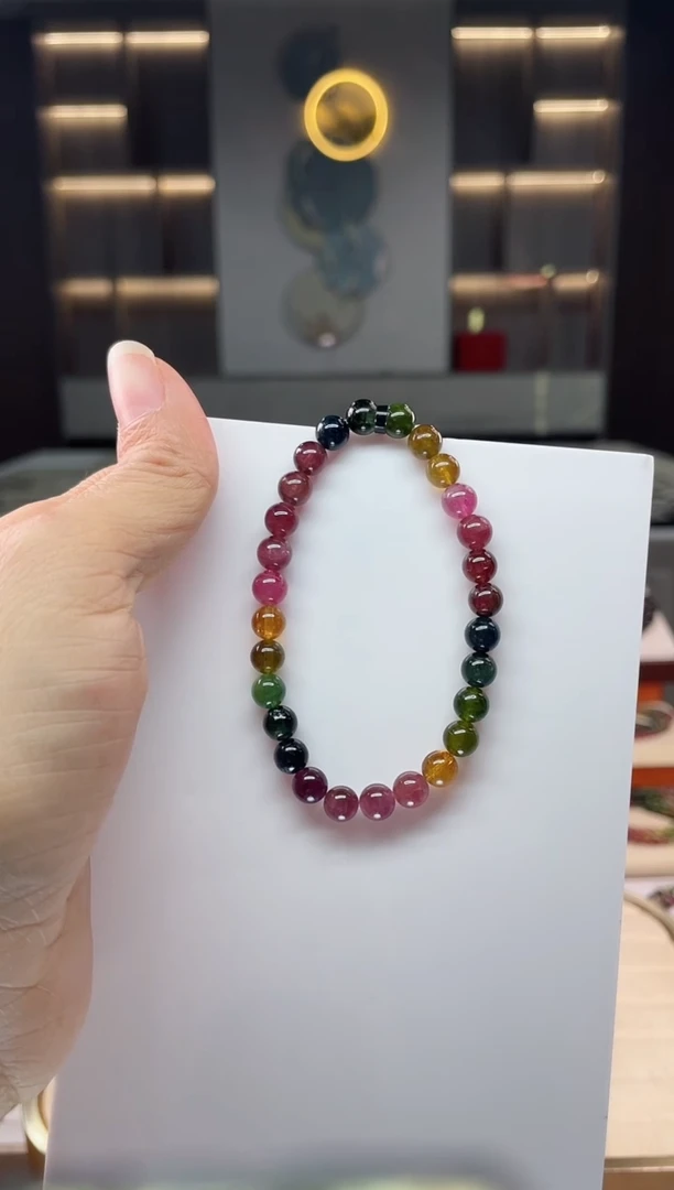 未镶嵌老矿碧玺单圈手串6mm+碧玺F888-661108   Q