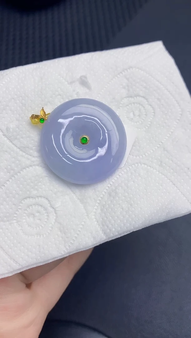 颈饰18K金镶嵌翡翠缅甸天然翡翠A货