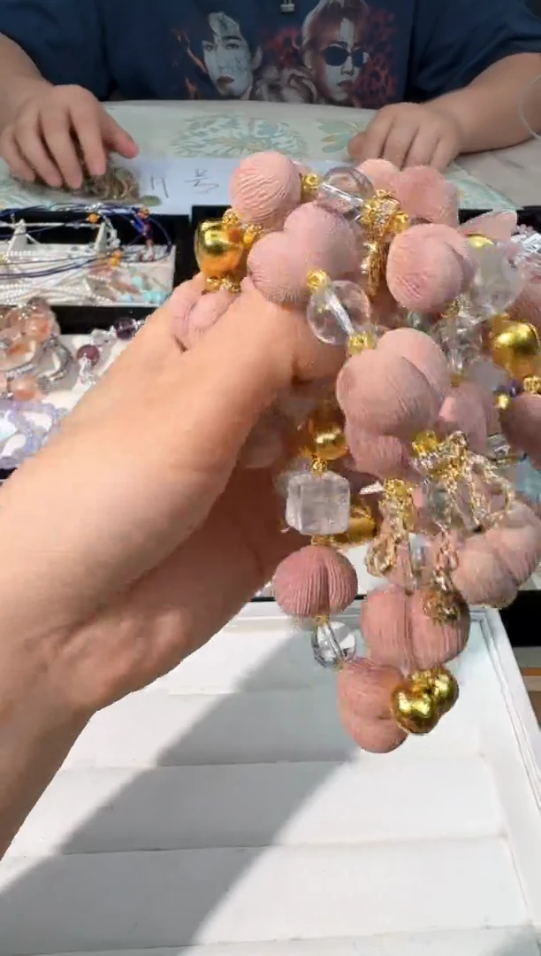 水晶手链未镶嵌I020粉色木头屁桃手串