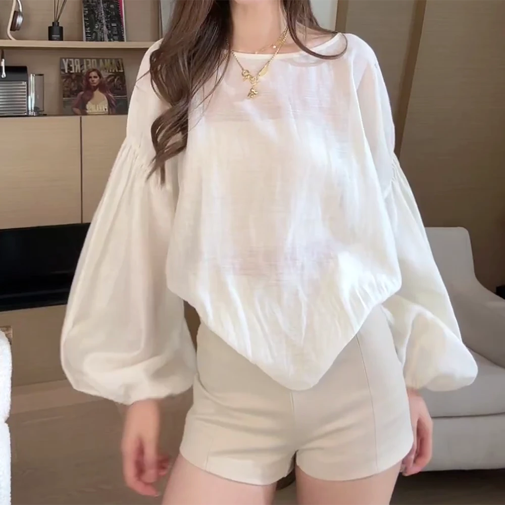 “如蝶在野”轻盈雾感灯笼袖天~丝醋~酸麻法式衬衫C5654