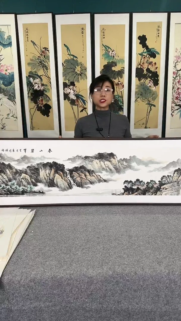 国画山水实木装裱45*160