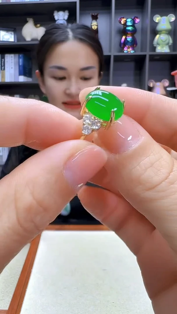 翡翠14K金镶嵌颈饰沉白diy劲饰