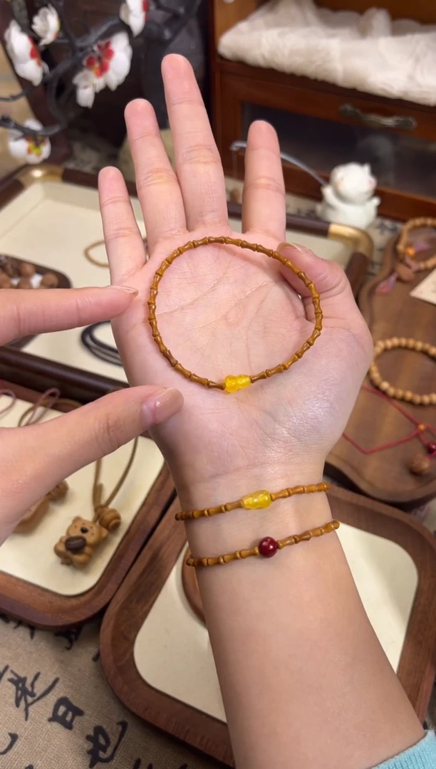 手串桃核【桃缘行】竹节「黄色葫芦」桃木桃核辟、挡、驱、护 备注手围