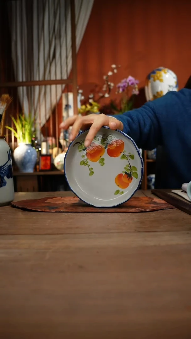 当代高温釉下彩手绘陶瓷餐具