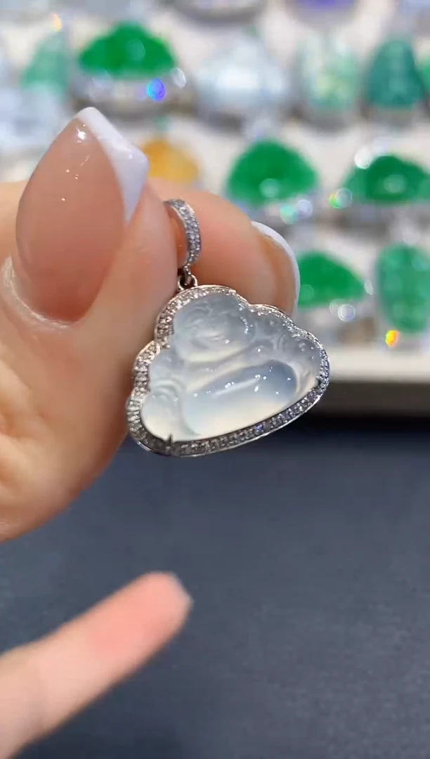 吊坠(不含链)18K金镶嵌翡翠b3